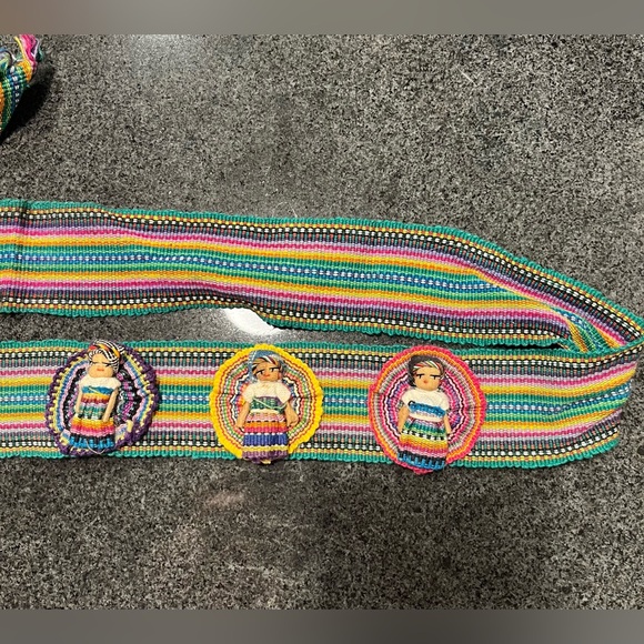 Vintage Traditional Striped Belt Strap Textile Mayan Guatemala Worry Dolls - Picture 3 of 12